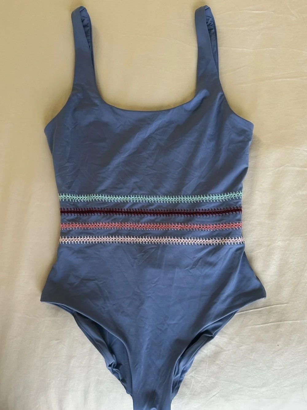 Dolce Vita Kokomo Dusty Blue Scoop Back Embroidered One Piece S
